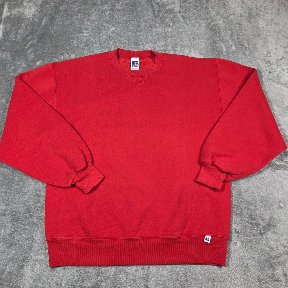 Vintage Russell Athletic Sweatshirt Mens Large Red Blank Made in USA 90s READ